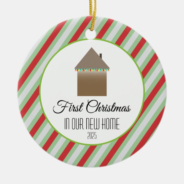 First Christmas in our new home Ceramic Ornament (Front)