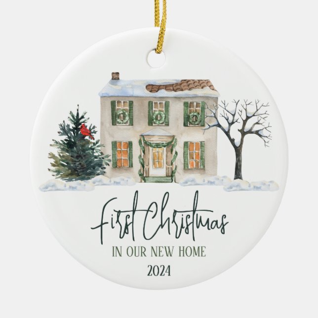 First Christmas in our New Home Ceramic Ornament (Front)