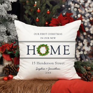 First Christmas in Our New Home Christmas Throw Pillow