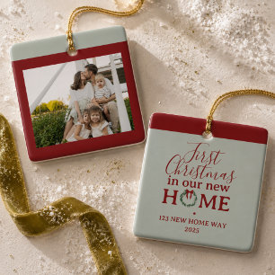 First Christmas In Our New Home Family Photo Ceramic Ornament