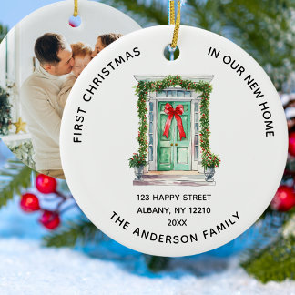 First Christmas In Our New Home Family Photo Ceramic Ornament