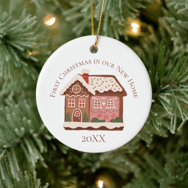 First Christmas in our New Home Gingerbread House  Ceramic Ornament (Tree)
