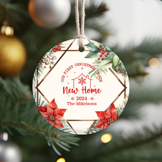 First Christmas In Our New Home Greenery Ceramic Ornament (Creator Uploaded)