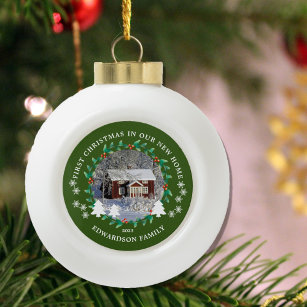 First Christmas in our new Home house photo Ceramic Ball Christmas Ornament