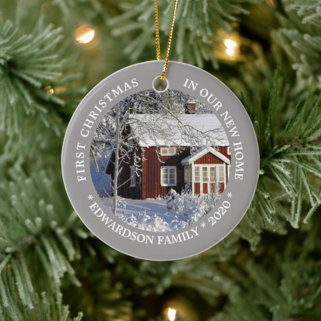 First Christmas in our new Home house photo Ceramic Ornament (Tree)