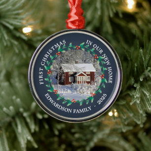 First Christmas in our new Home house photo Metal Ornament