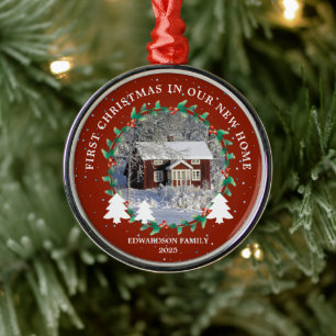 First Christmas in our new Home house photo Metal Ornament