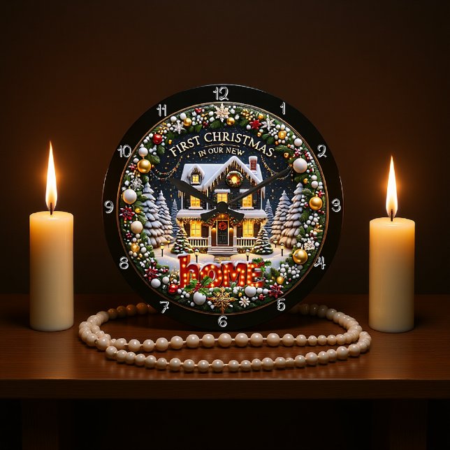  First Christmas In Our New Home Large Clock (Creator Uploaded)