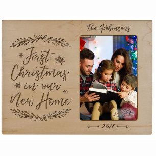 First Christmas In Our New Home Maple Photo Frame