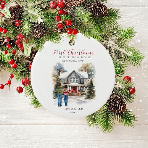 First Christmas In Our New Home  Married Couple Ceramic Ornament