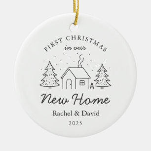 First Christmas in Our New Home – Minimal House Ceramic Ornament