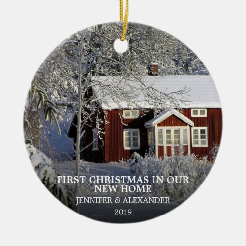 First Christmas in our new Home own photo Ceramic Ornament