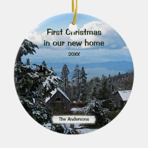 First Christmas in our new home Personalize Ceramic Ornament