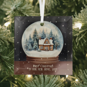 First Christmas in our new home personalized Glass Ornament