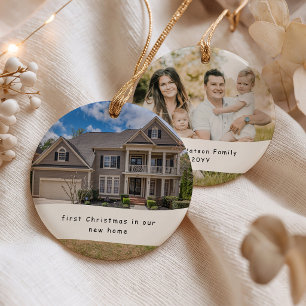 First Christmas in Our New Home Personalized Photo Ceramic Ornament