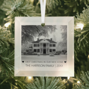 First Christmas in Our New Home Personalized Photo Glass Ornament