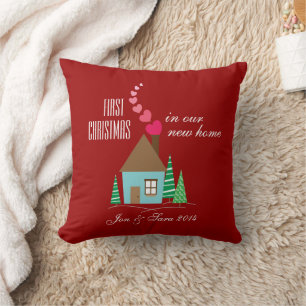 First Christmas in Our New Home Personalized Throw Pillow