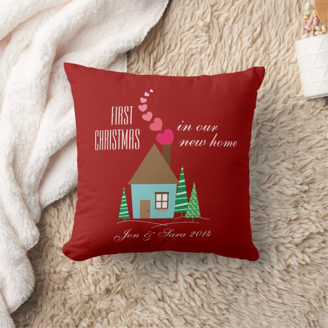 First Christmas in Our New Home Personalized Throw Pillow (Blanket)