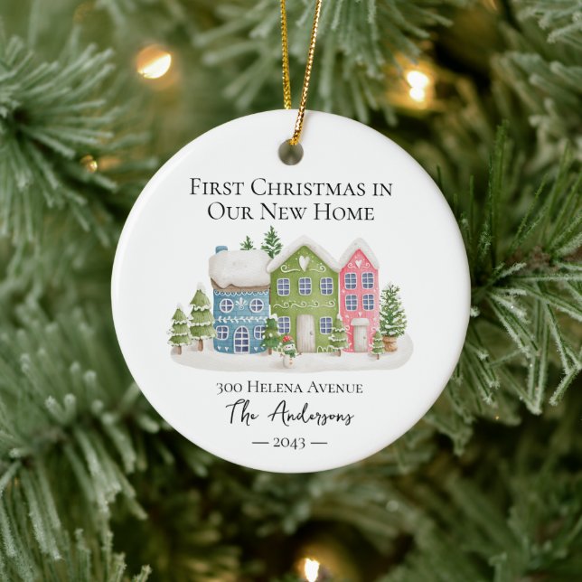 First Christmas in Our New Home Photo Ceramic Ornament (Tree)