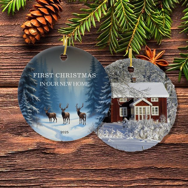 First Christmas in our new Home photo Ceramic Ornament (Create your own First Christmas in our new Home photo Ceramic Ornament.)