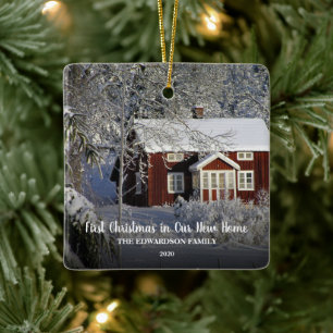First Christmas in our new home photo family Ceramic Ornament