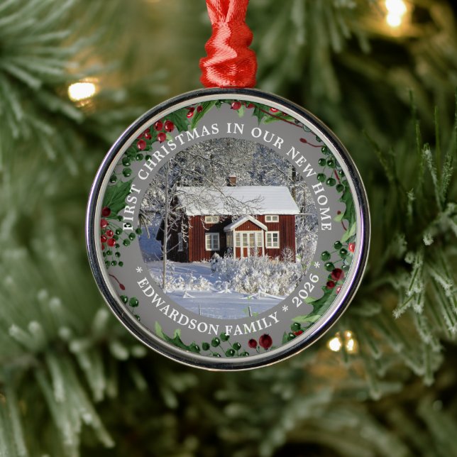 First Christmas in our new Home photo Metal Ornament (Tree)