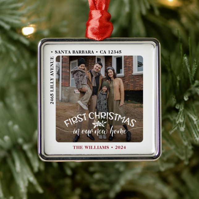 First Christmas In Our New Home Photo Metal Ornament (Tree)