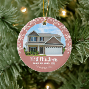 First Christmas in our New Home Photo Rose Gold Ceramic Ornament