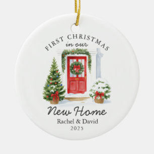 First Christmas in Our New Home - Red Door Ceramic Ornament