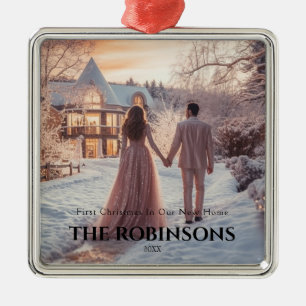 First Christmas in our new Home Snow Photo Winter Metal Ornament