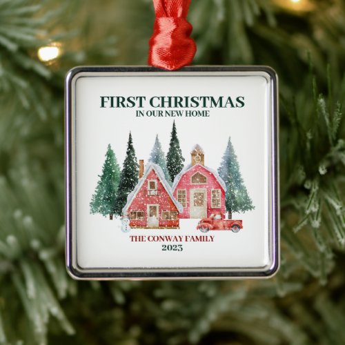 First Christmas In Our New Home Winter Boho Metal Ornament
