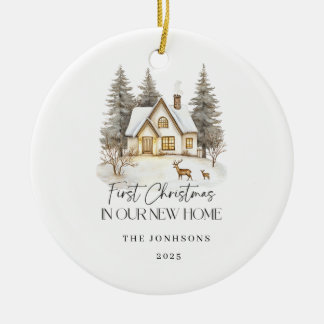 First Christmas in Our New Home Winter View Ceramic Ornament