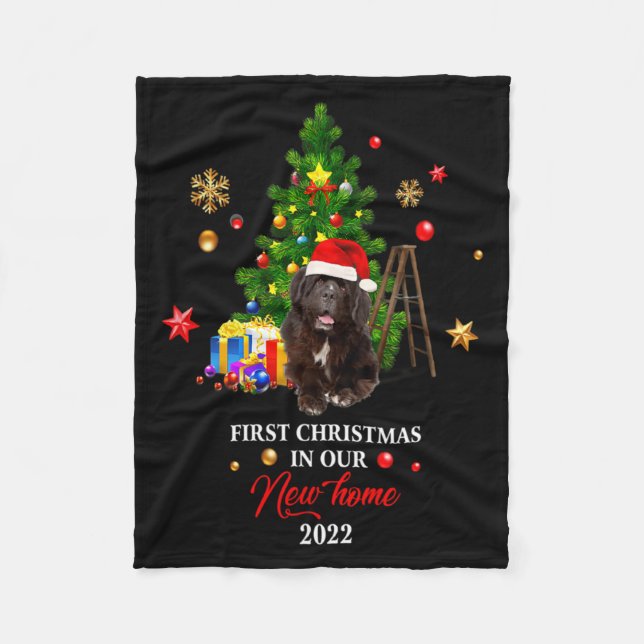 First Christmas In Our New Home Xmas Newfoundland  Fleece Blanket (Front)