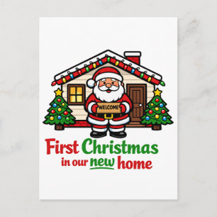 First Christmas in Our New House Santa  Postcard