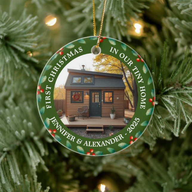 First Christmas in our Tiny Home house photo Ceramic Ornament (Tree)