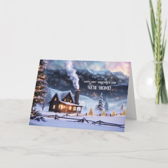 First Christmas in Your New Home Cabin in the Snow Card (Front)