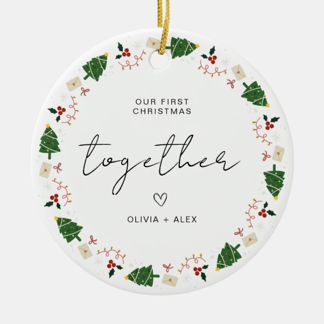 First Christmas keepsake Christmas Couple Gift Ceramic Ornament (Front)