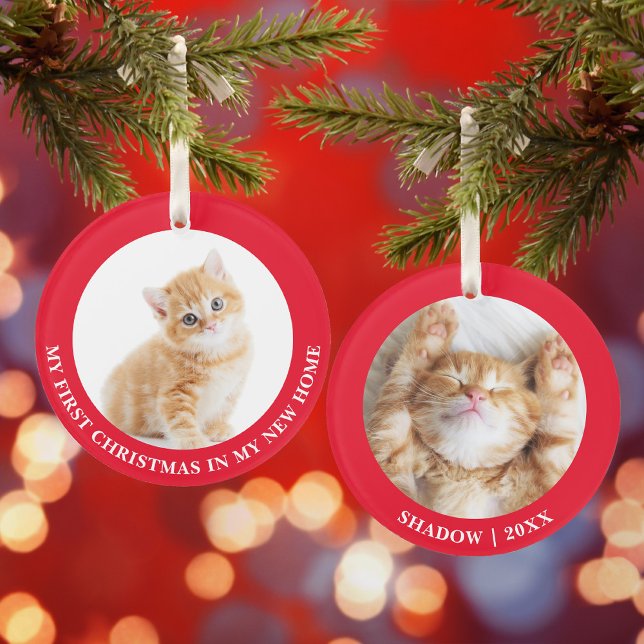 First Christmas Kitten Cat Personalized Photo Ornament (Creator Uploaded)