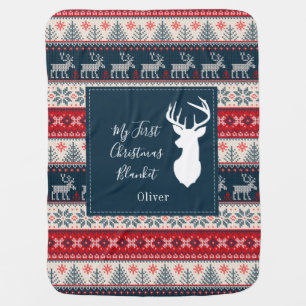 First Christmas Knitting Pattern Personalized Baby Blanket