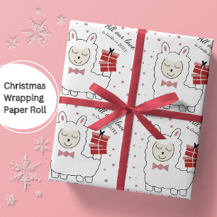 First Christmas Llama and Presents (Red) Wrapping Paper