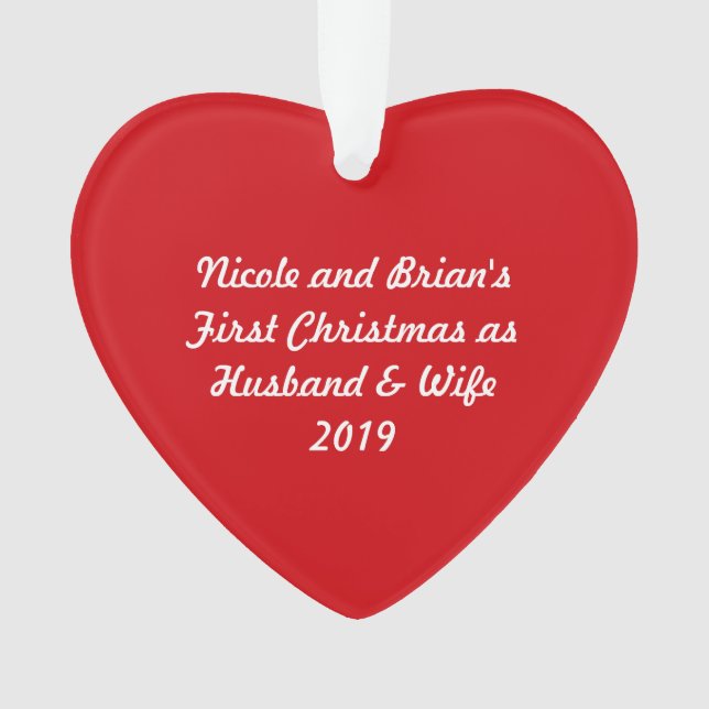 First Christmas Married 2019 ~ Red Heart Acrylic Ornament (Front)