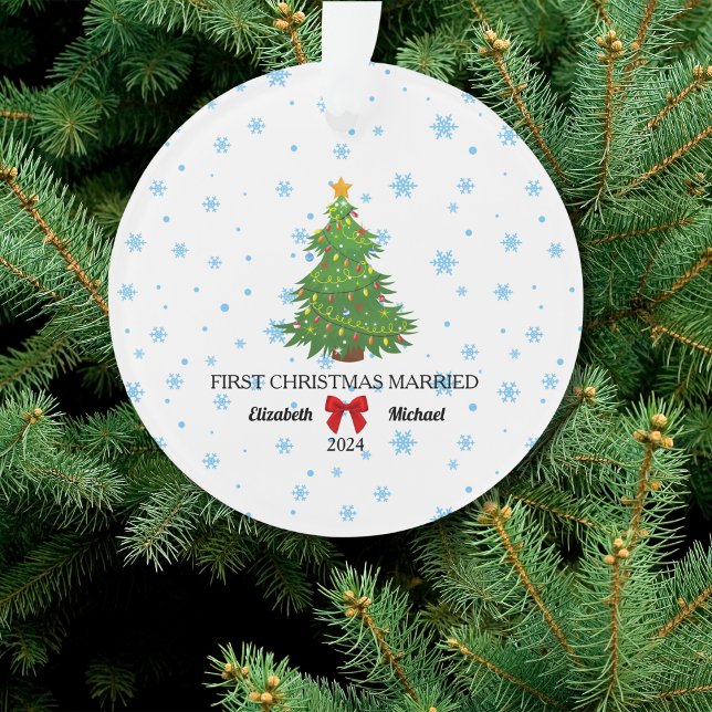 First Christmas Married 2024 Custom Couple Acrylic Ornament (First Christmas Married 2024 Custom Couple Acrylic Ornament)
