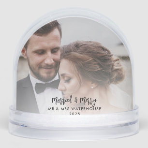 First Christmas Married and Merry Photos Custom Snow Globe