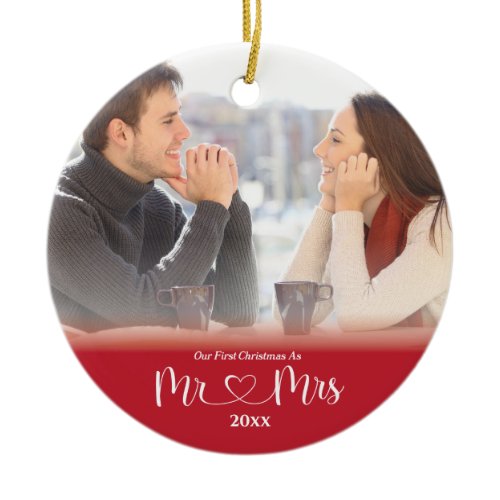 First Christmas Married as Mr. &amp; Mrs Photo Ceramic Ornament