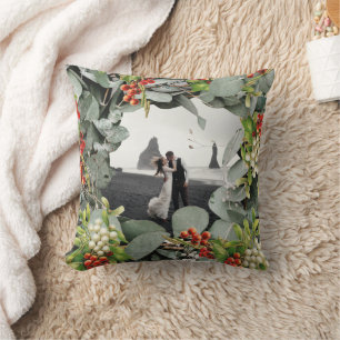 First Christmas Married as Mr. & Mrs. Photo  Throw Pillow