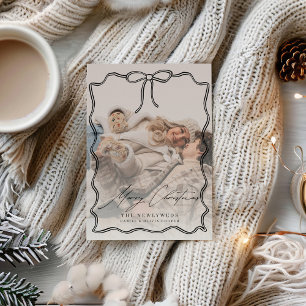 First Christmas Married Bow Photo Christmas Holiday Card