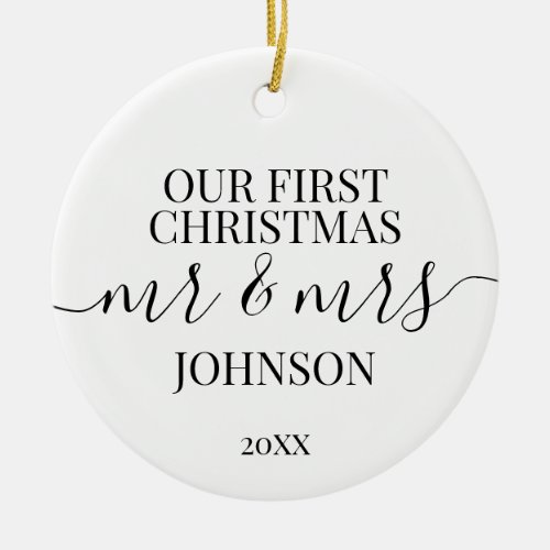 First Christmas Married Ceramic Ornament