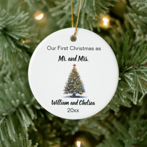 First Christmas Married Christmas Tree Ceramic Ornament