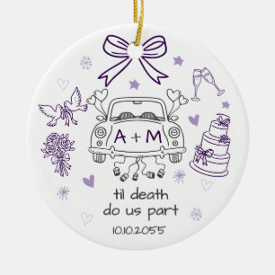 First Christmas Married Couple Personalized Ceramic Ornament