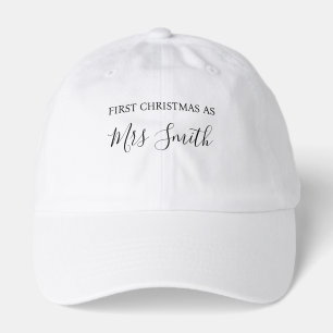 First Christmas Married Custom Last Name Hat